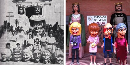 En Ferrer de Gualbes, n’Elionor de Santcliment i els capgrossos de Lloreda l’any 1972 i actualment